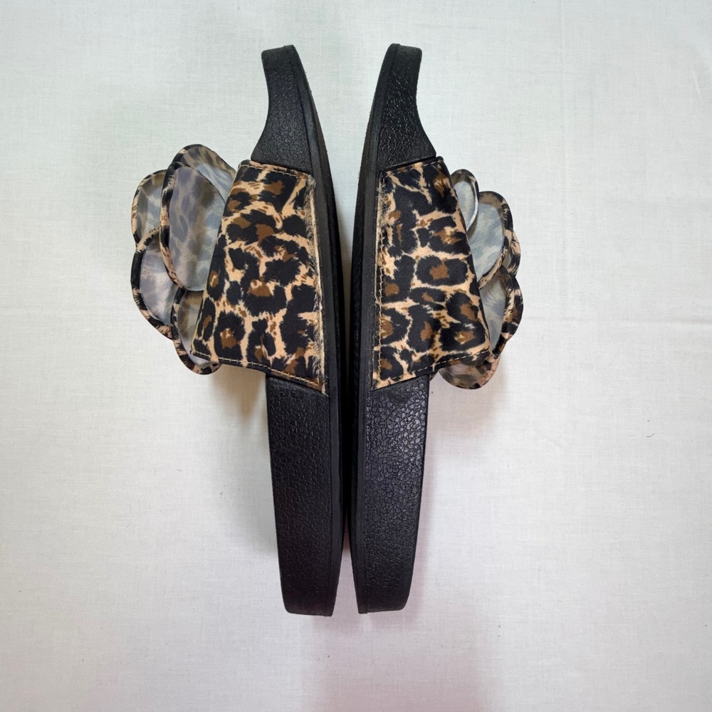 Refresh Womens Leopard Print Rose Slide Sandals Black Tan Animal Print Size 9 - Picture 6 of 7